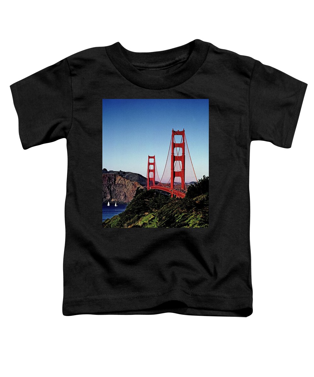 Usa Toddler T-Shirt featuring the painting Golden Gate Bridge, San Francisco, California by Carol M. Highsmith 7b by Celestial Images