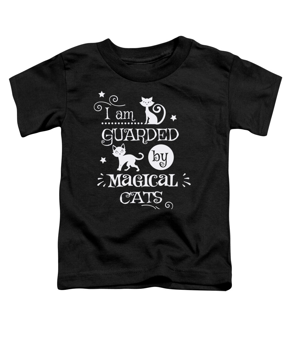 Halloween Toddler T-Shirt featuring the digital art Halloween Decor I am guarded by magical cats by Matthias Hauser