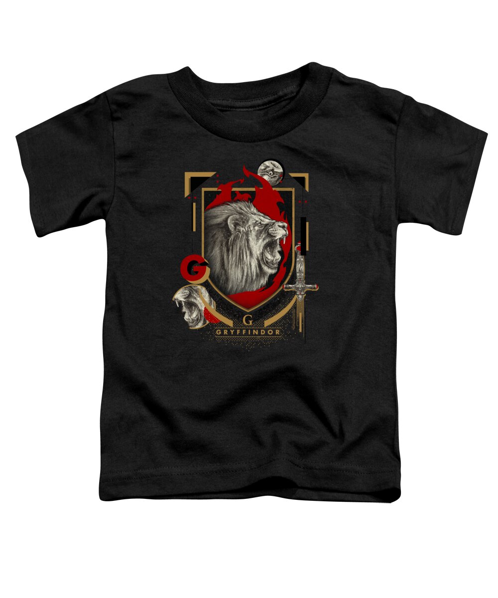  Toddler T-Shirt featuring the digital art Harry Potter - Gryffindor Magicial Mischief Level Up Crest by Brand A