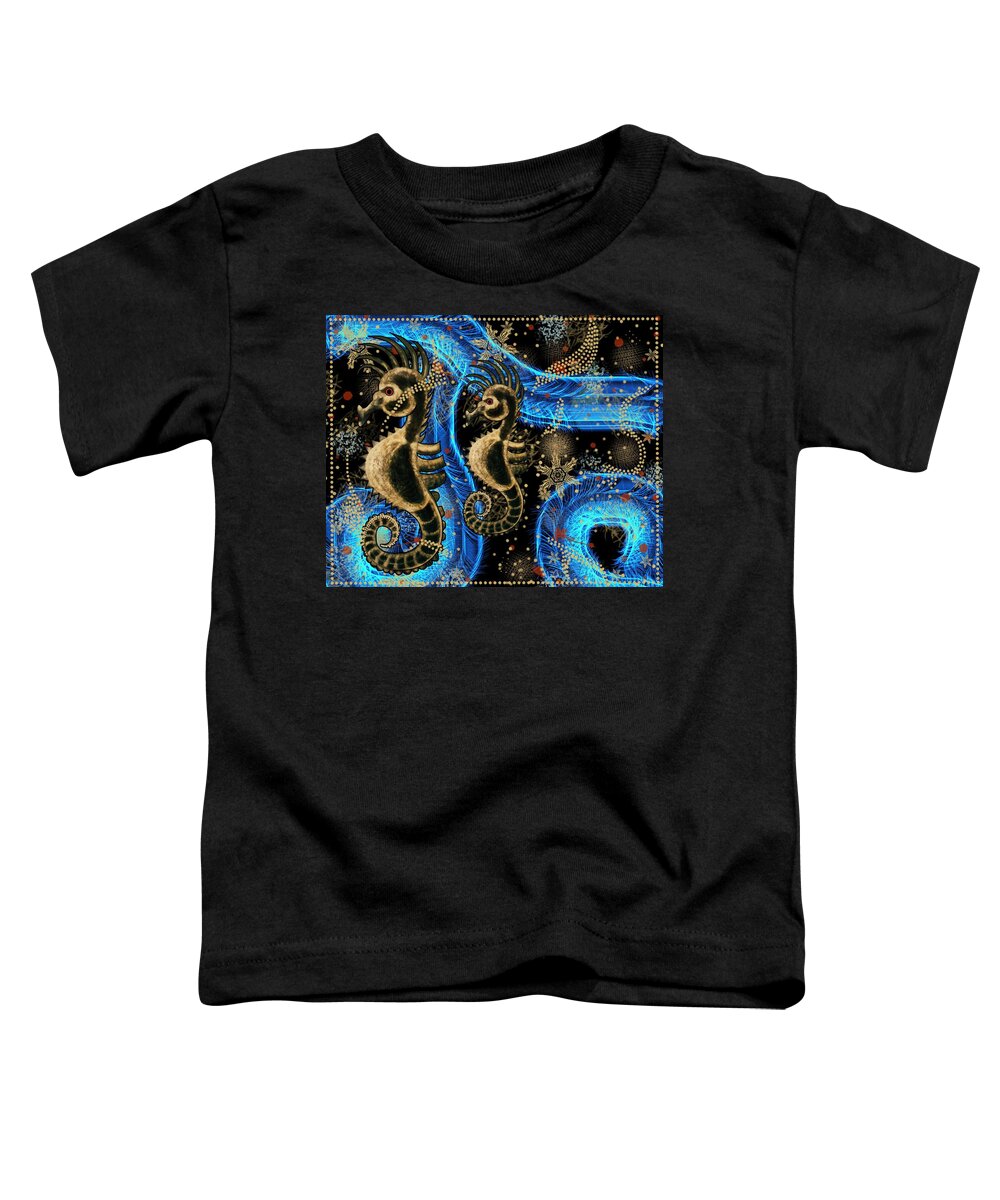 Seahorse Toddler T-Shirt featuring the mixed media HeHorse Digital Addition 5 by Joan Stratton