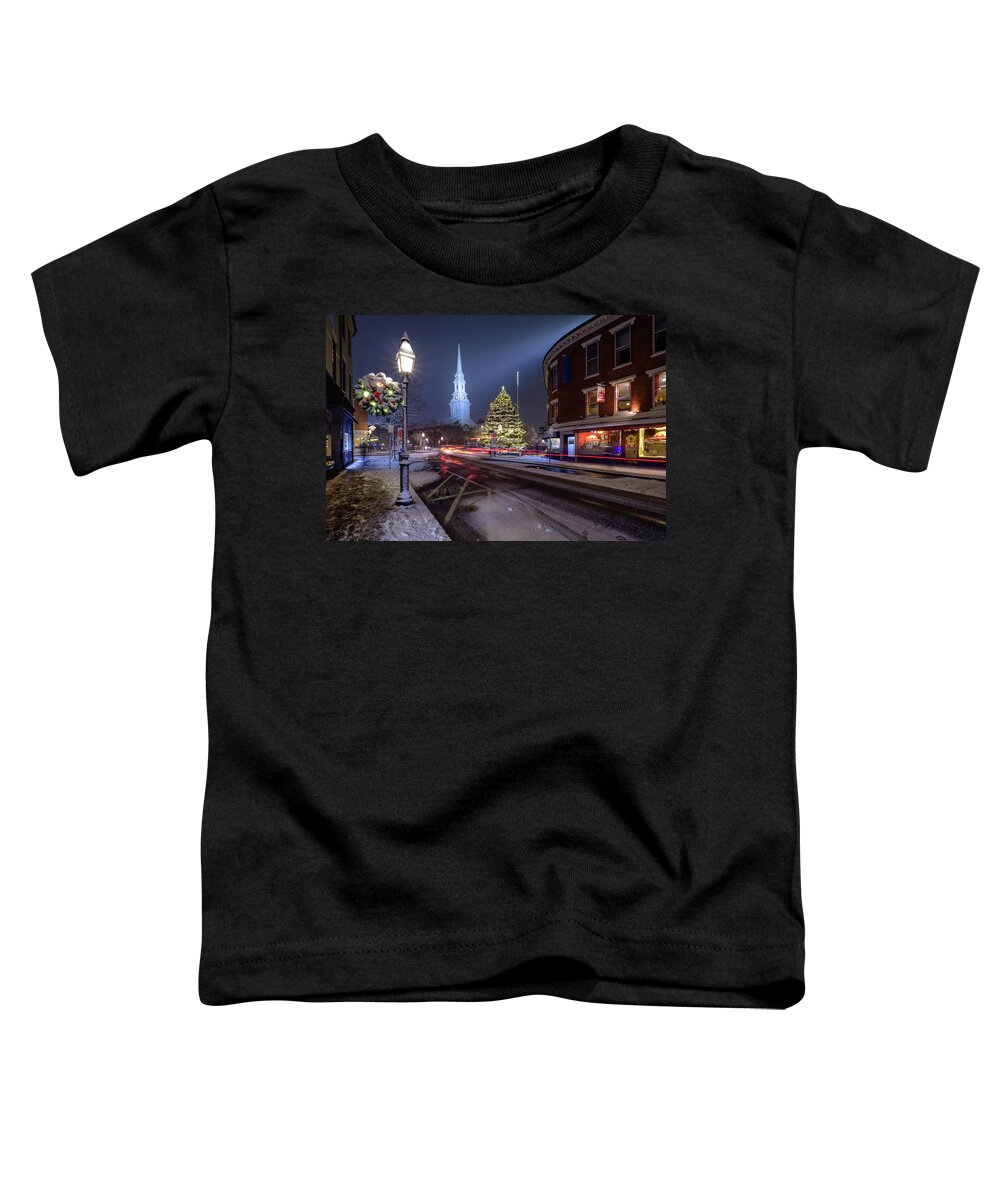 Snow Toddler T-Shirt featuring the photograph Holiday Magic, Market Square by Jeff Sinon