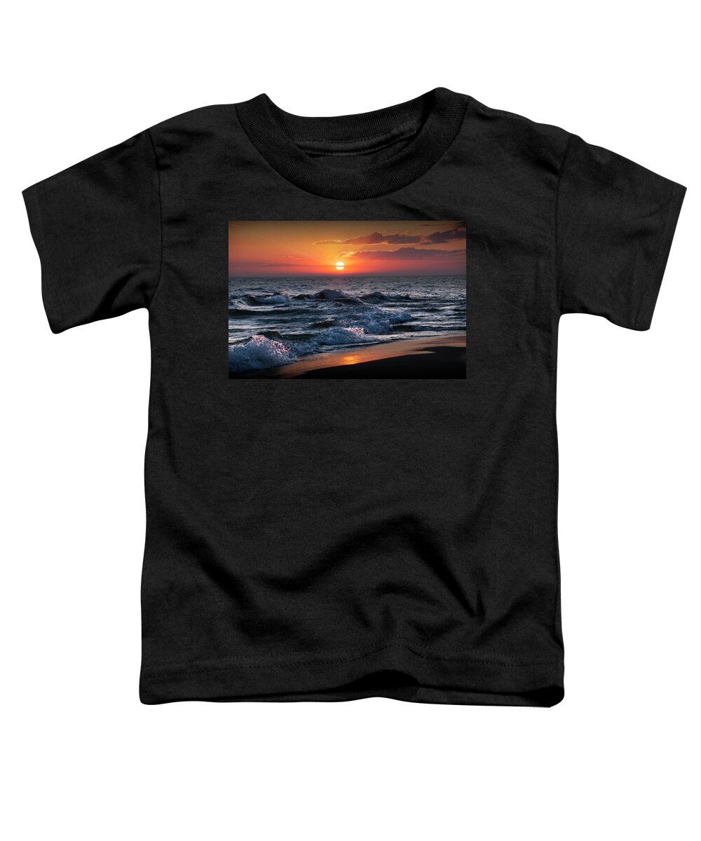 Sunset Toddler T-Shirt featuring the photograph Horizontal Photograph of a Lake Michigan Sunset by Randall Nyhof