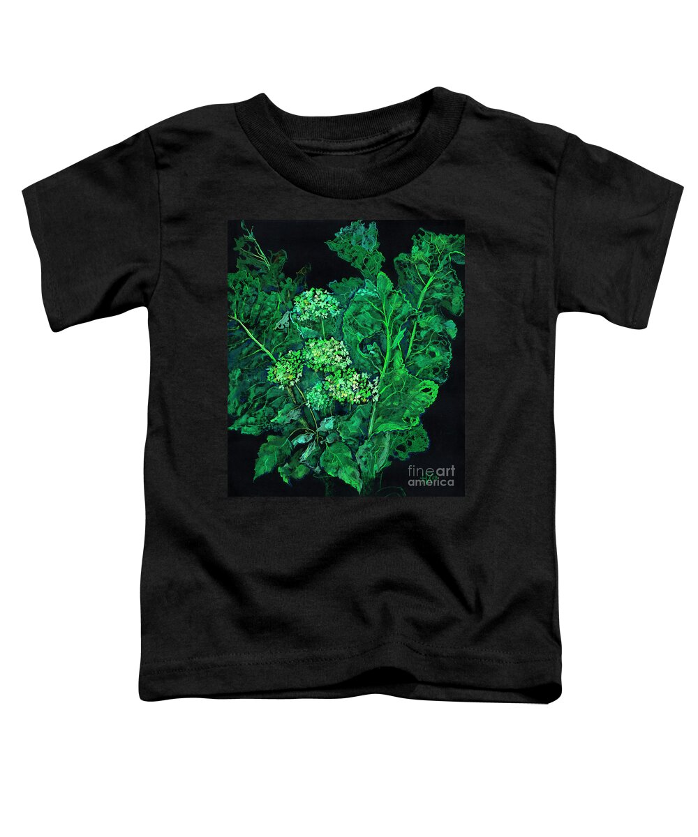 Summer Greenery Toddler T-Shirt featuring the pastel Hydrangea and Horseradish by Julia Khoroshikh