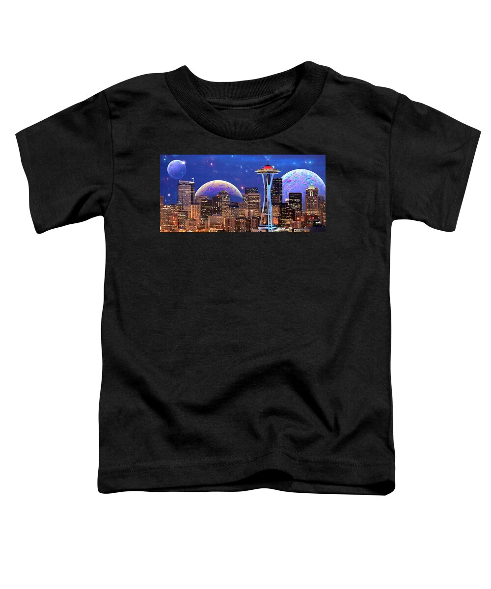 Seattle Toddler T-Shirt featuring the digital art Imagine the Night by Paisley O'Farrell