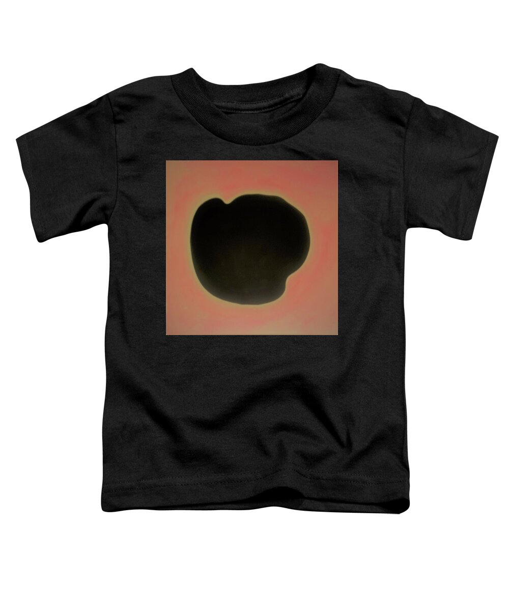 Abstract Black Red Pink Contemporary Mysterious Plain Artful Wonderment Wonderous Halo Effect Imagination Intrigue Think Thinking Mind Space Toddler T-Shirt featuring the painting It's Upside Down by David MINTZ