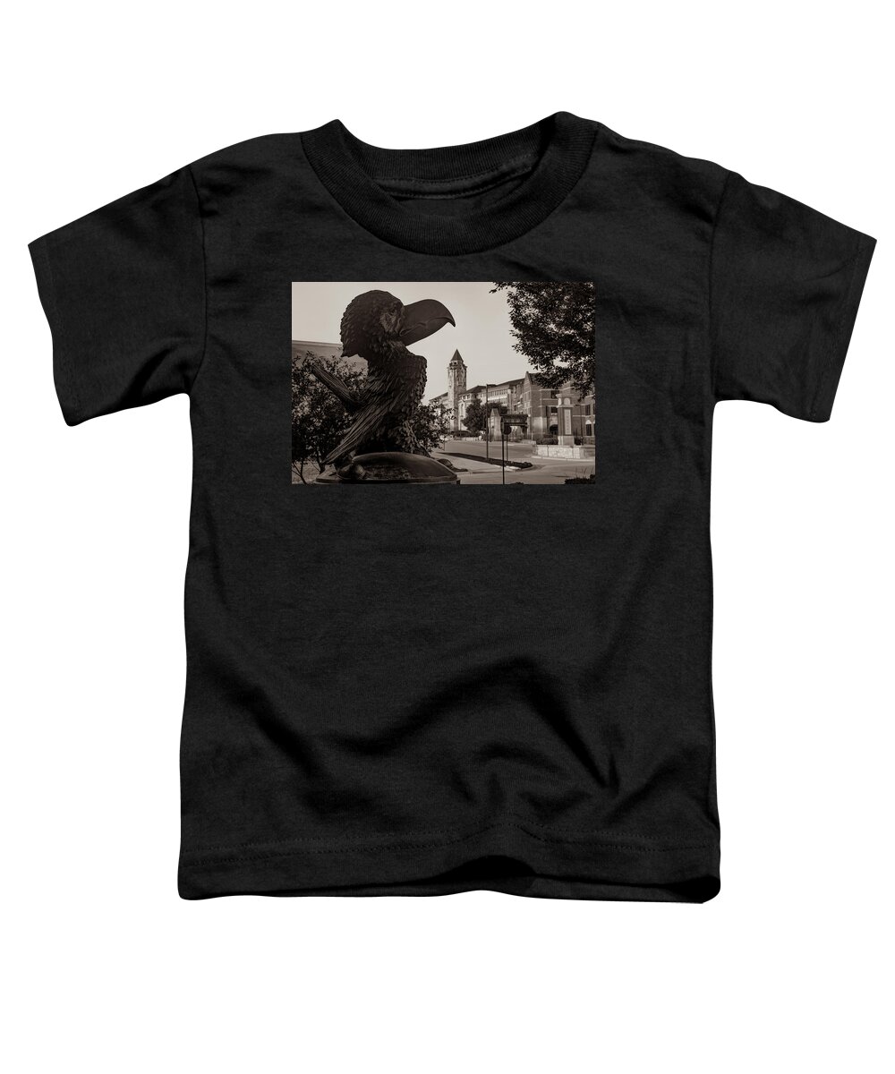 America Toddler T-Shirt featuring the photograph Kansas University Skyline along Jayhawk Boulevard - Sepia Edition by Gregory Ballos