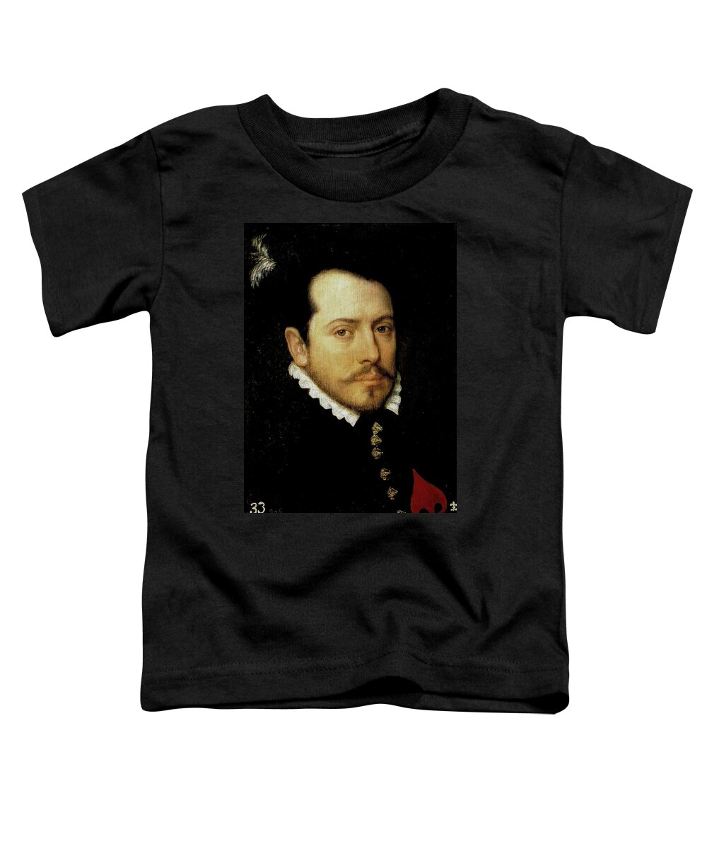 Bartolome Gonzalez Toddler T-Shirt featuring the painting 'Knight of Order of Santiago', 16th century, Spanish School, Oil on panel, 4... by Bartolome Gonzalez -1564-1627-
