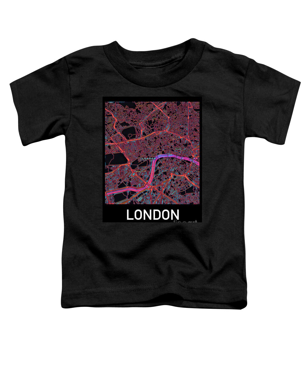 London Toddler T-Shirt featuring the digital art London City Map by HELGE Art Gallery
