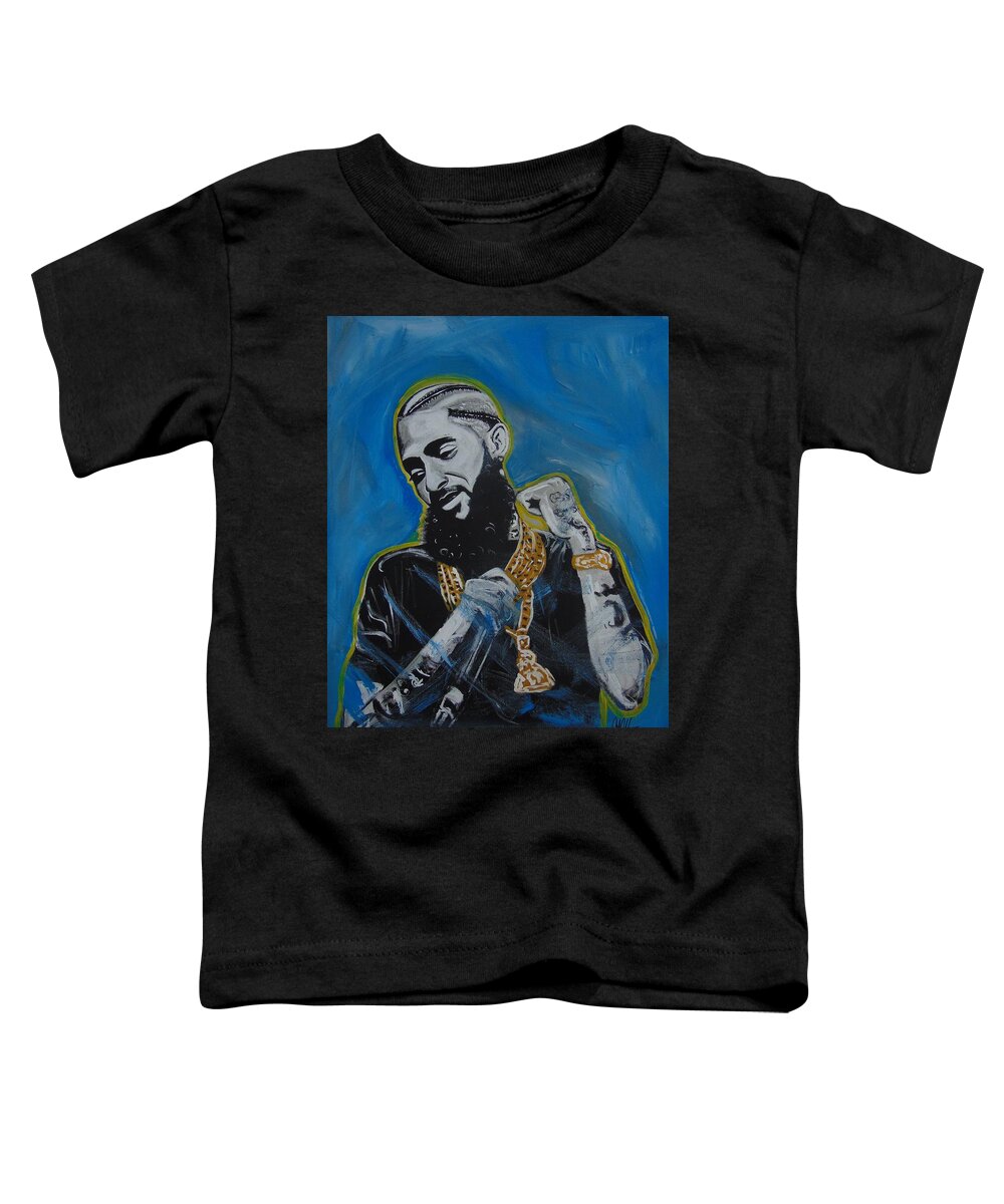 Nipsey Toddler T-Shirt featuring the painting Long Live Nipsey by Antonio Moore