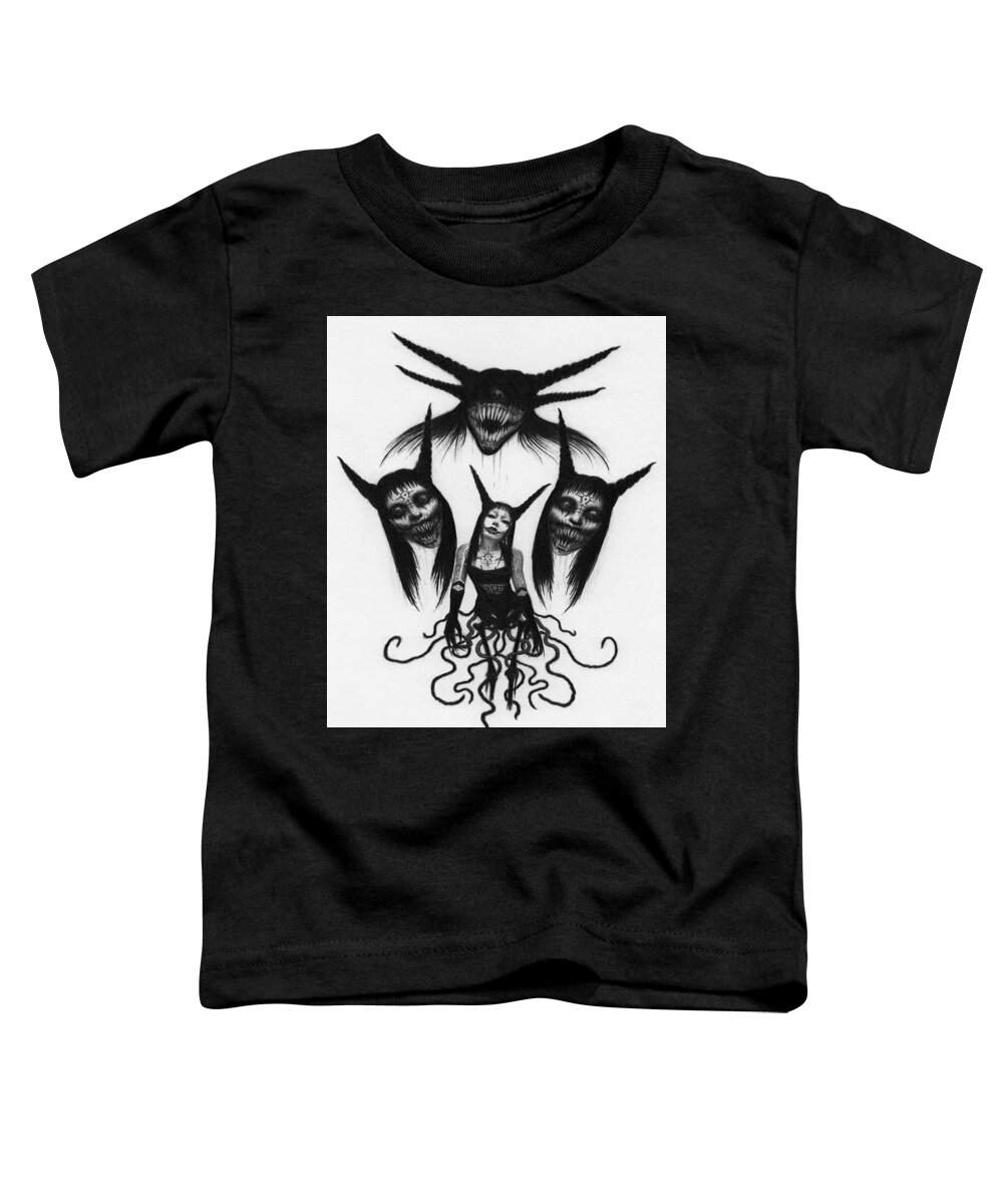 Horror Toddler T-Shirt featuring the drawing Miss Carnivorous - Artwork by Ryan Nieves