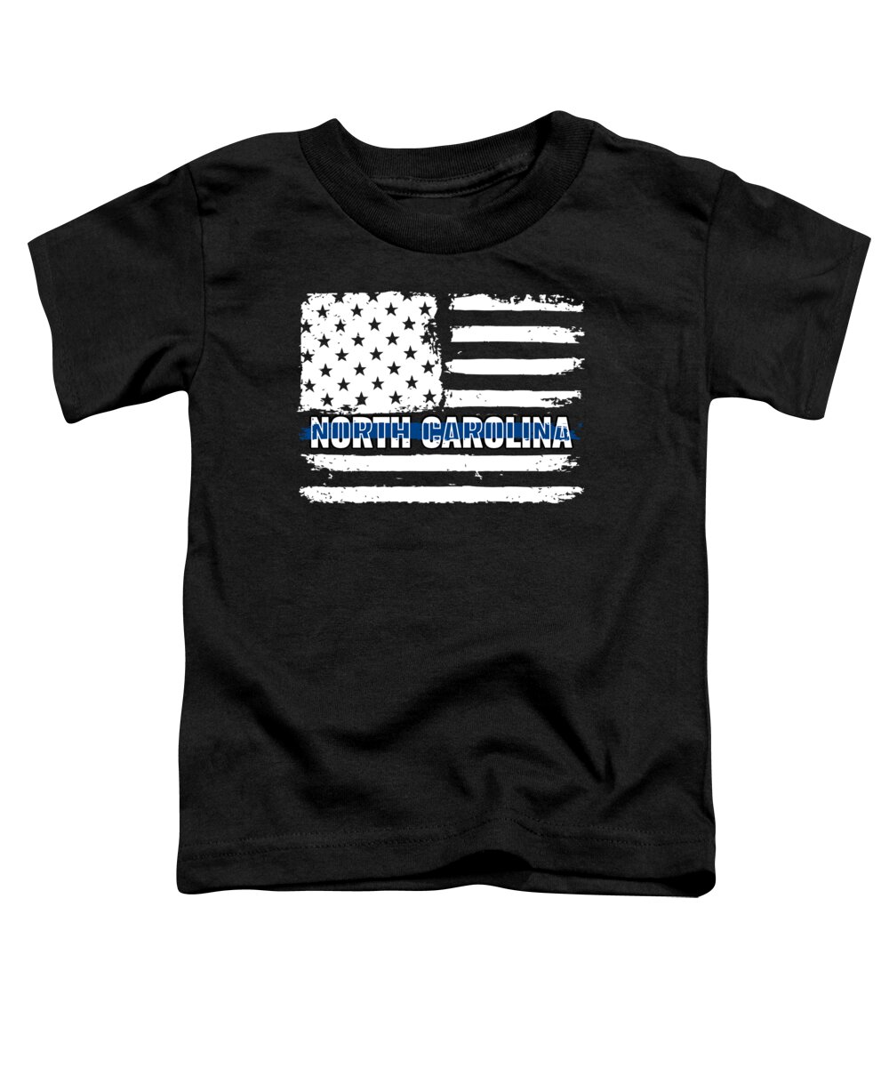 State Toddler T-Shirt featuring the digital art NC North Carolina State Police Gift for Policeman Cop or State Trooper Thin Blue Line by Martin Hicks