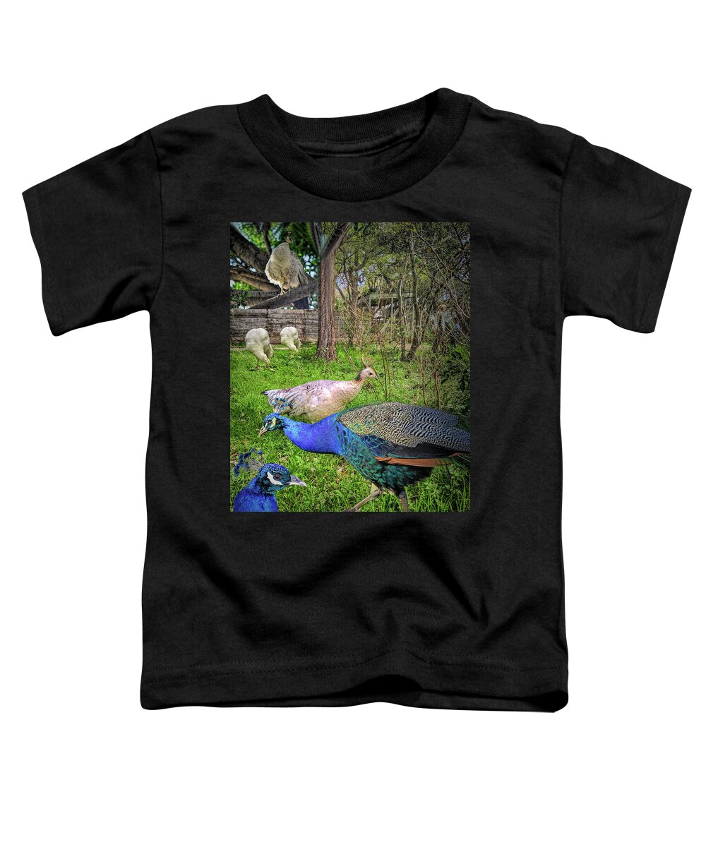 Linda Brody Toddler T-Shirt featuring the digital art Peacock Heaven II by Linda Brody