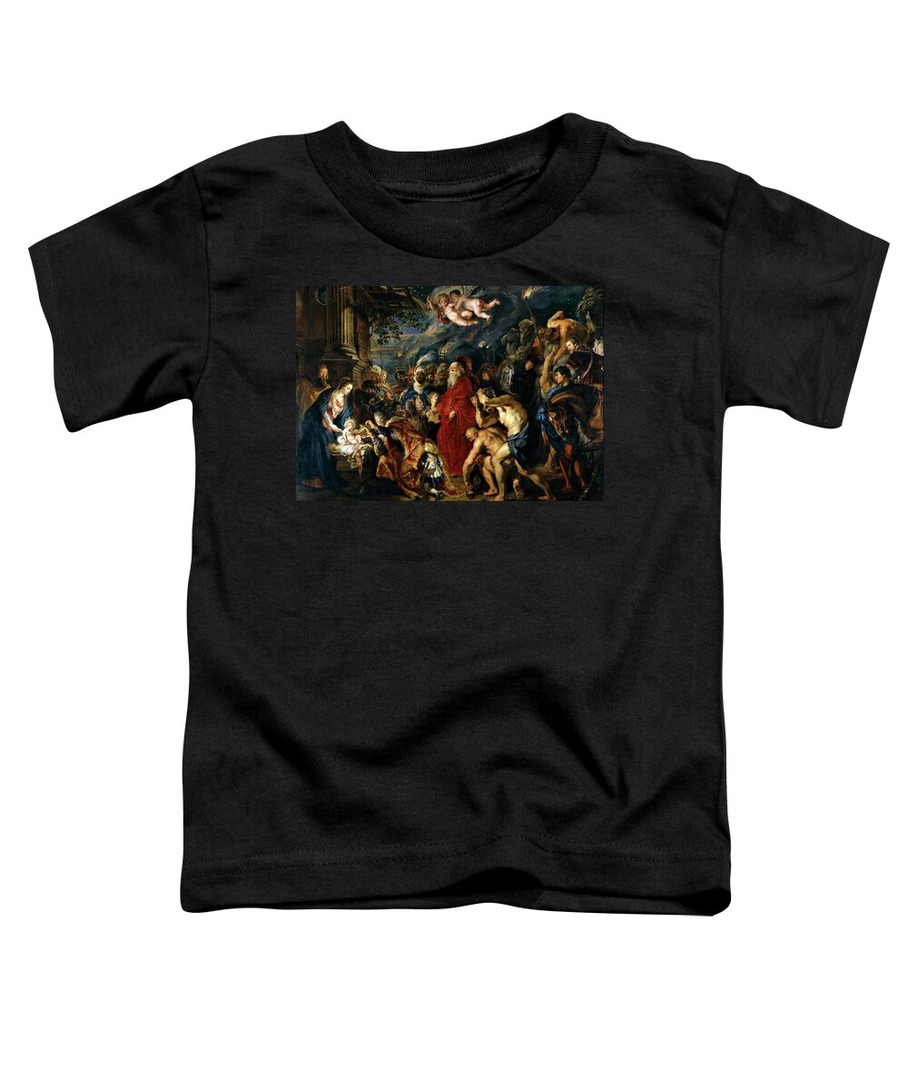 Adoration Of The Magi Toddler T-Shirt featuring the painting Pedro Pablo Rubens / 'Adoration of the Magi', 1609, 1628-1629, Flemish School. Pieter Paul Rubens . by Peter Paul Rubens -1577-1640-