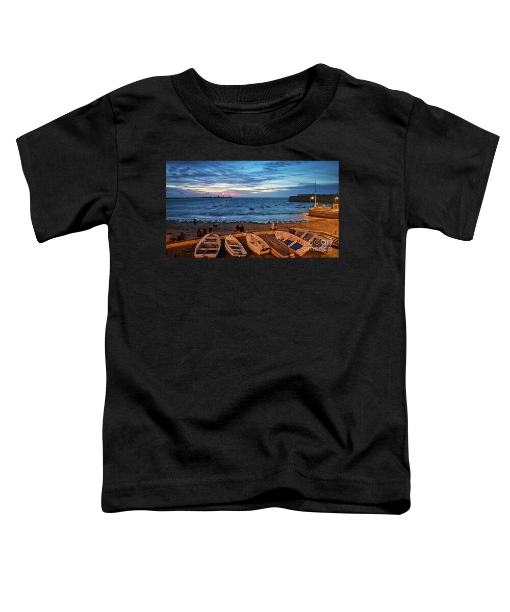 Sea Toddler T-Shirt featuring the photograph People at Caleta Beach Photographing Sunset Dramatic Sky Cadiz Andalusia Spain by Pablo Avanzini