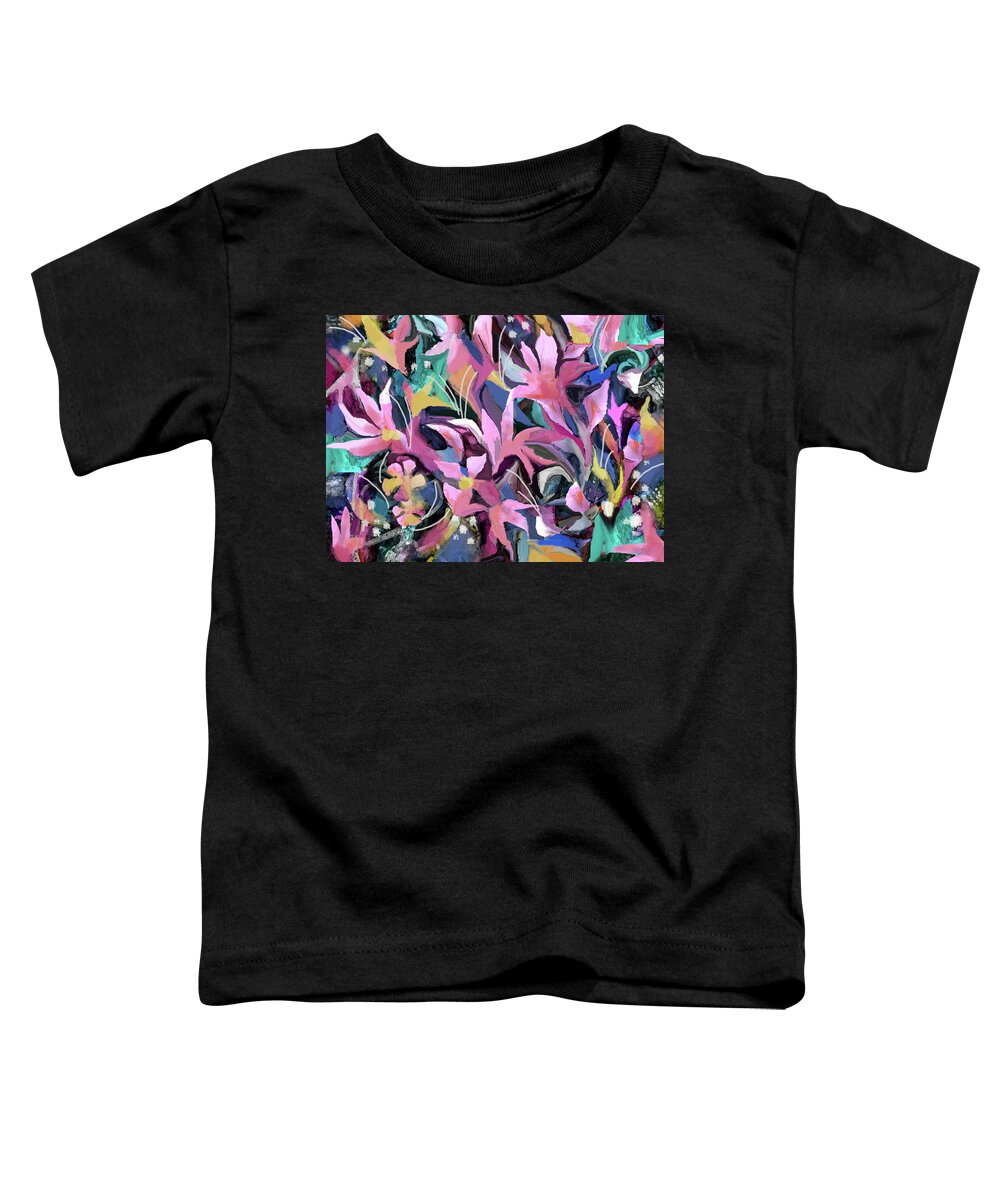 Pink Flowers Toddler T-Shirt featuring the digital art Pink Flowers by Jean Batzell Fitzgerald