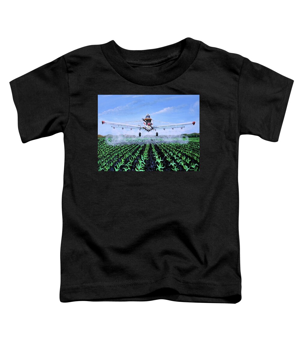 Aircraft Toddler T-Shirt featuring the painting Piper Pawnee PA-25-235 by Karl Wagner