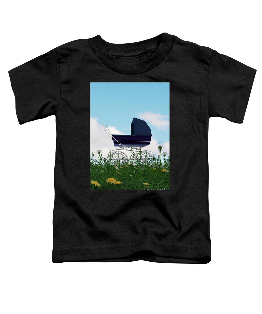 Clayton Toddler T-Shirt featuring the digital art Pram in the countryside by Clayton Bastiani