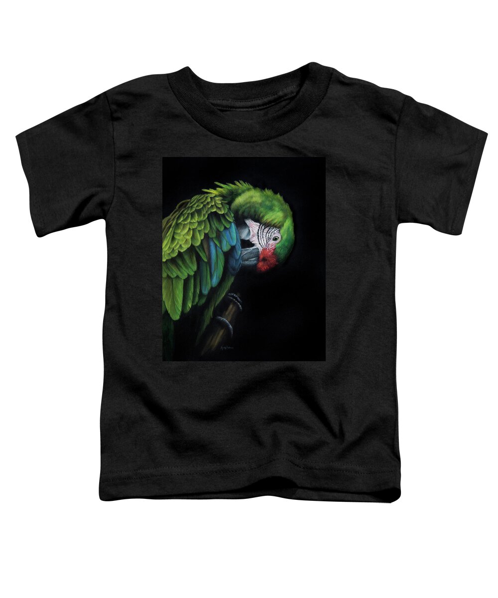 Macaw Toddler T-Shirt featuring the painting Preen by Kirsty Rebecca