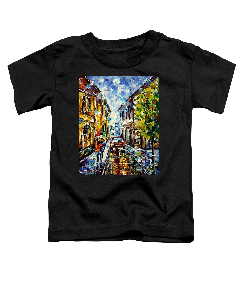 City In The Rain Toddler T-Shirt featuring the painting Rain In The City by Mirek Kuzniar