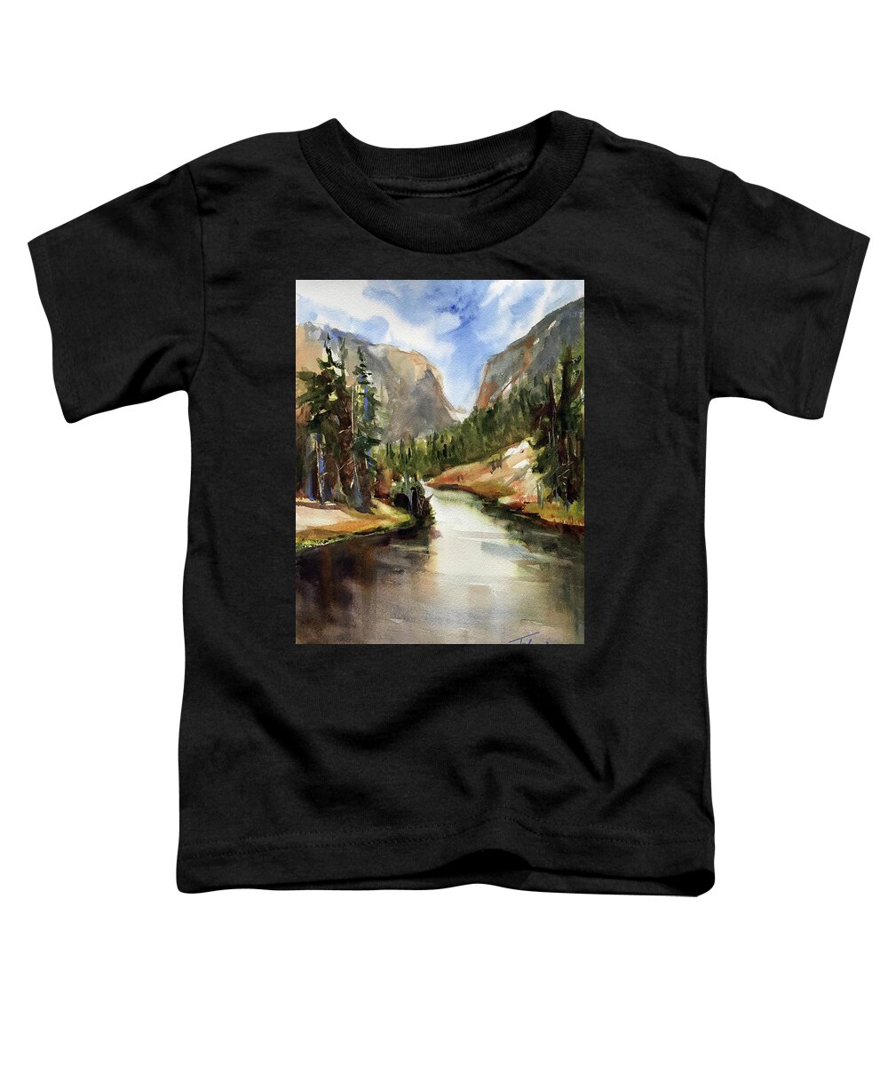 Colorado Toddler T-Shirt featuring the painting Rocky Mountain High by Judith Levins