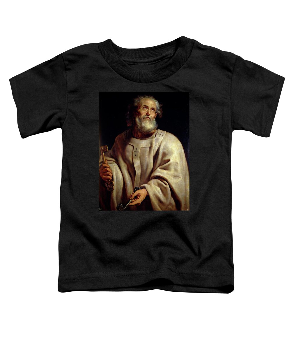 Peter Paul Rubens Toddler T-Shirt featuring the painting 'Saint Peter', 1610-1612, Flemish School, Oil on panel, 107 cm x 82 cm, P01646. by Peter Paul Rubens -1577-1640-