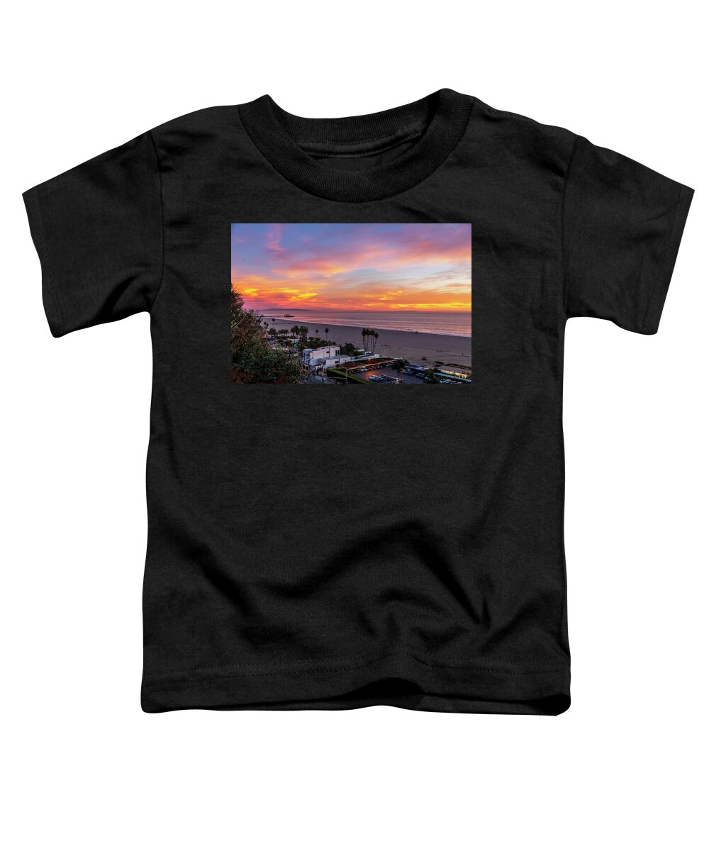 Santa Monica Pier Toddler T-Shirt featuring the photograph Santa Monica Pier Sunset - 11.1.18 by Gene Parks