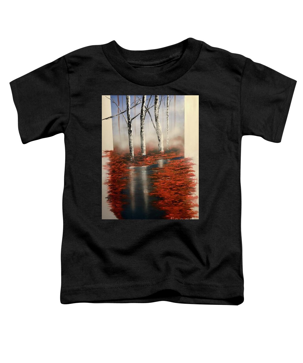 Winter Scene In Forest Study Of A Single / 3 Panel And The 3rd Large Panel Toddler T-Shirt featuring the painting Silence 3 by Joe Bracco