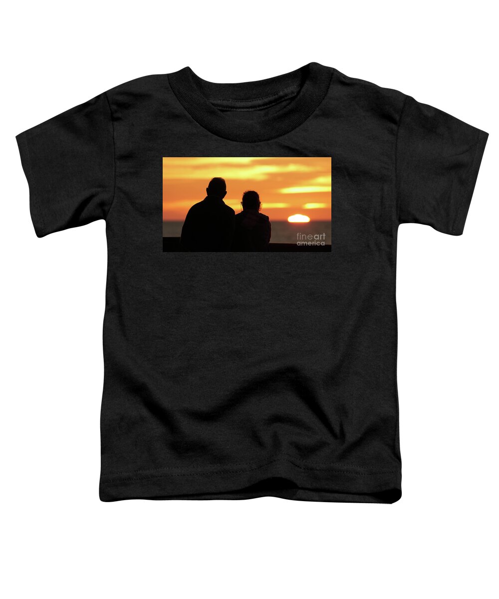 Happiness Toddler T-Shirt featuring the photograph Silhouetted Old Couple Staring at the Sunset by Pablo Avanzini