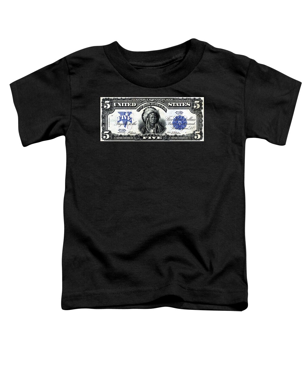 Running Antelope Toddler T-Shirt featuring the painting Sioux Chief Running Antelope 1899 Silver Certificate by Peter Ogden