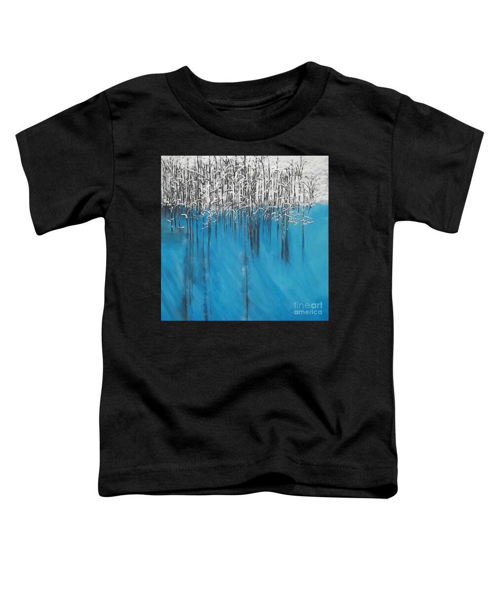 Acrylic Toddler T-Shirt featuring the painting Snow Blue by Denise Morgan