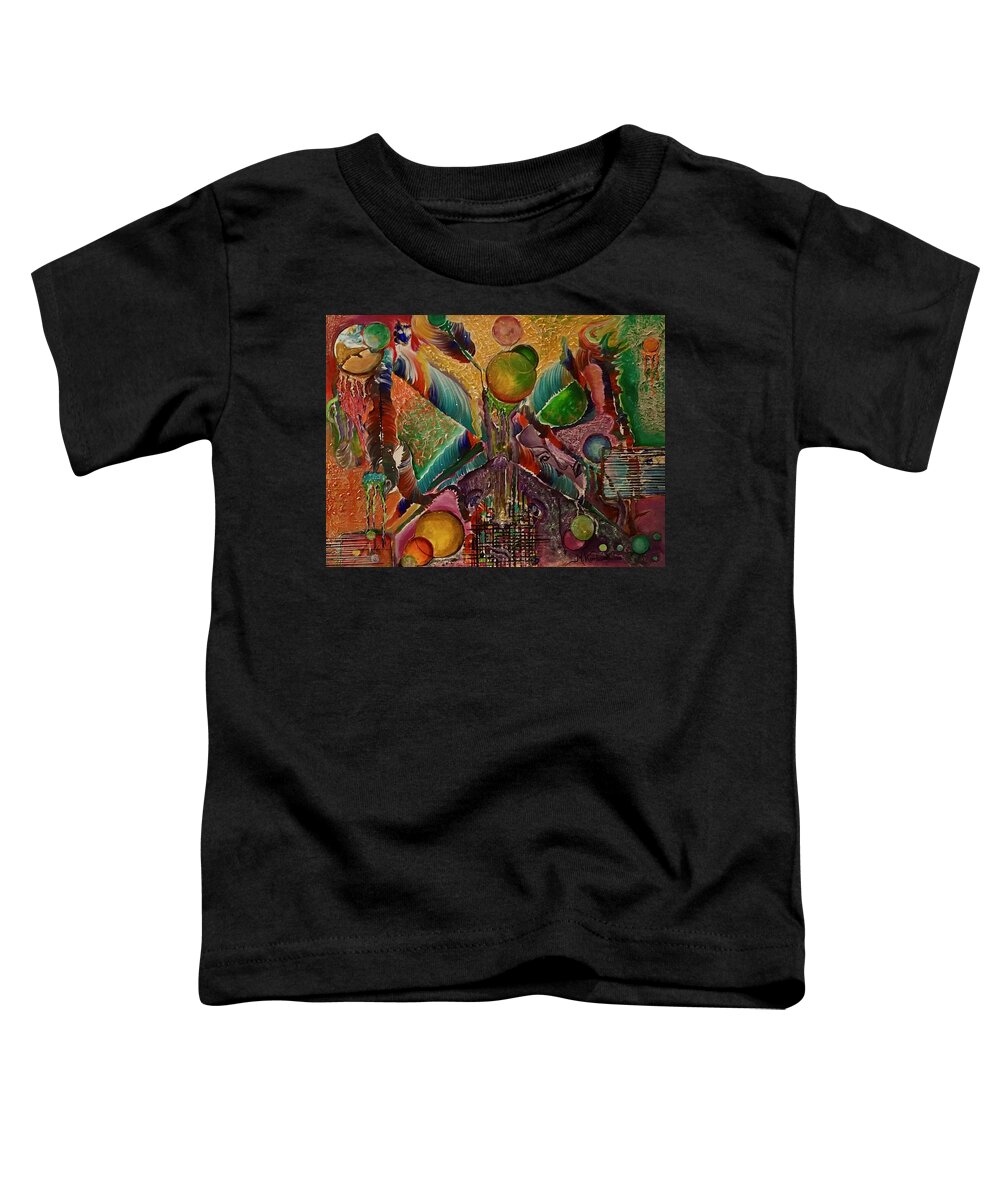 Acrylic Painting Toddler T-Shirt featuring the painting Space effect by Maria Karlosak
