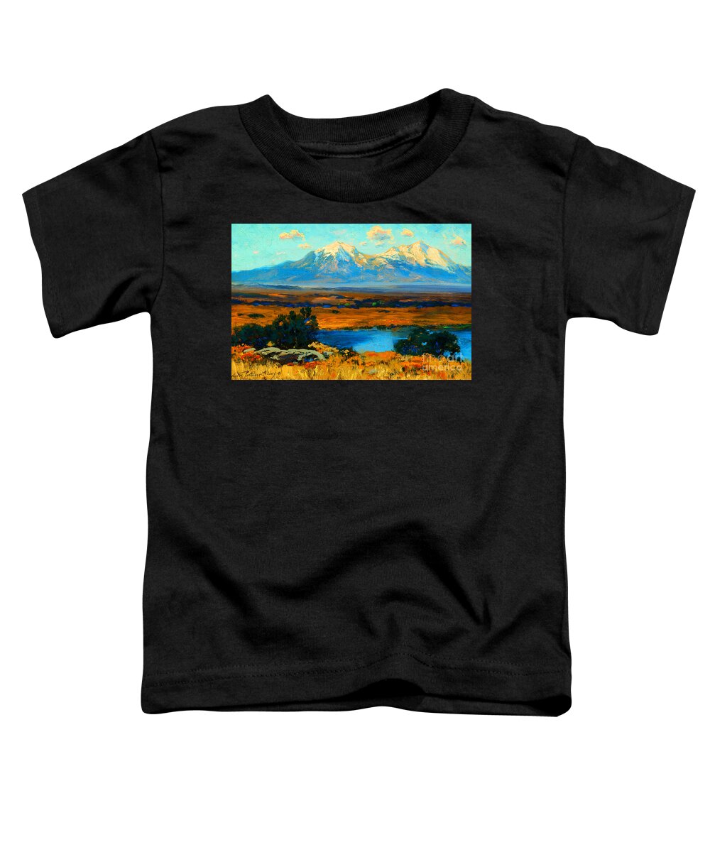 Mountains Toddler T-Shirt featuring the painting Spanish Peaks Colorado by Peter Ogden
