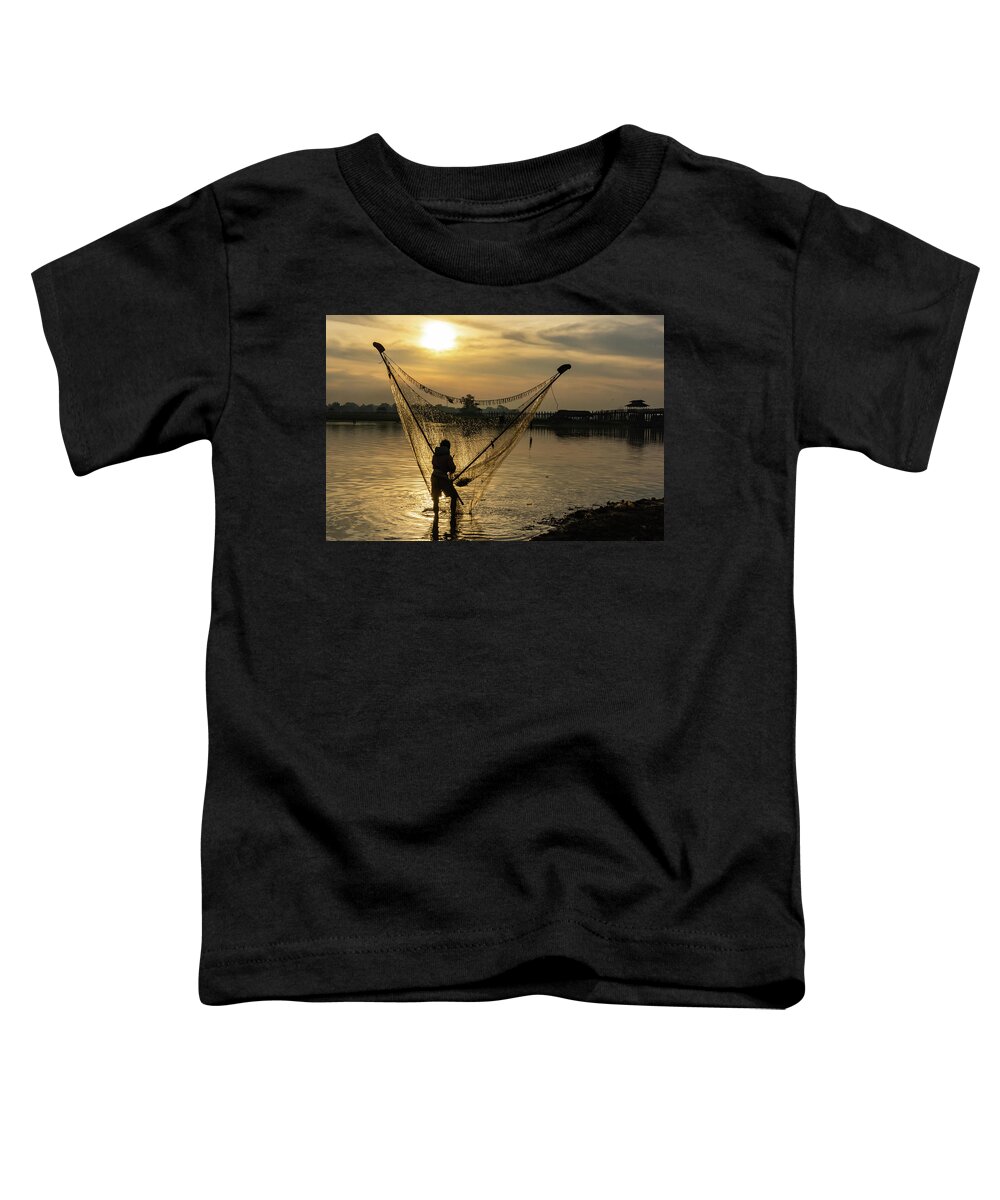 Net Toddler T-Shirt featuring the photograph Sunrise Fishing by Ann Moore