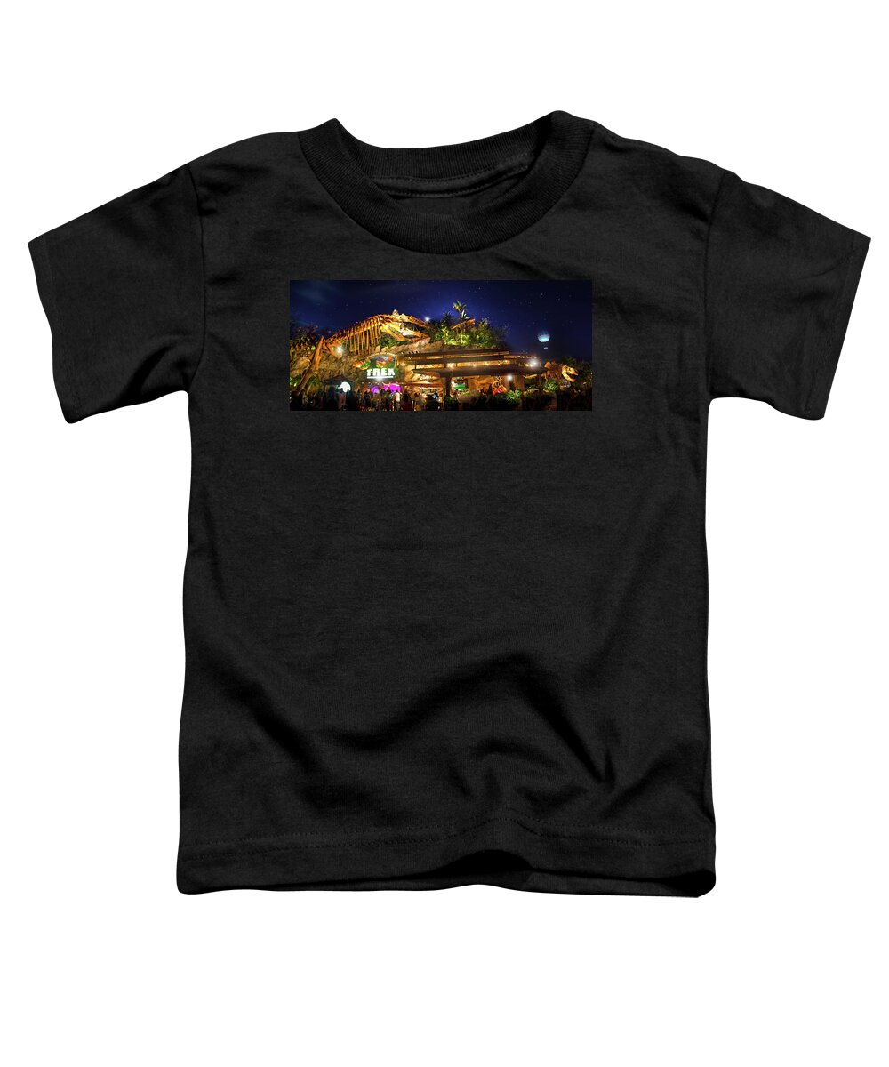 T-rex Cafe Toddler T-Shirt featuring the photograph T-Rex Cafe at Disney Springs by Mark Andrew Thomas