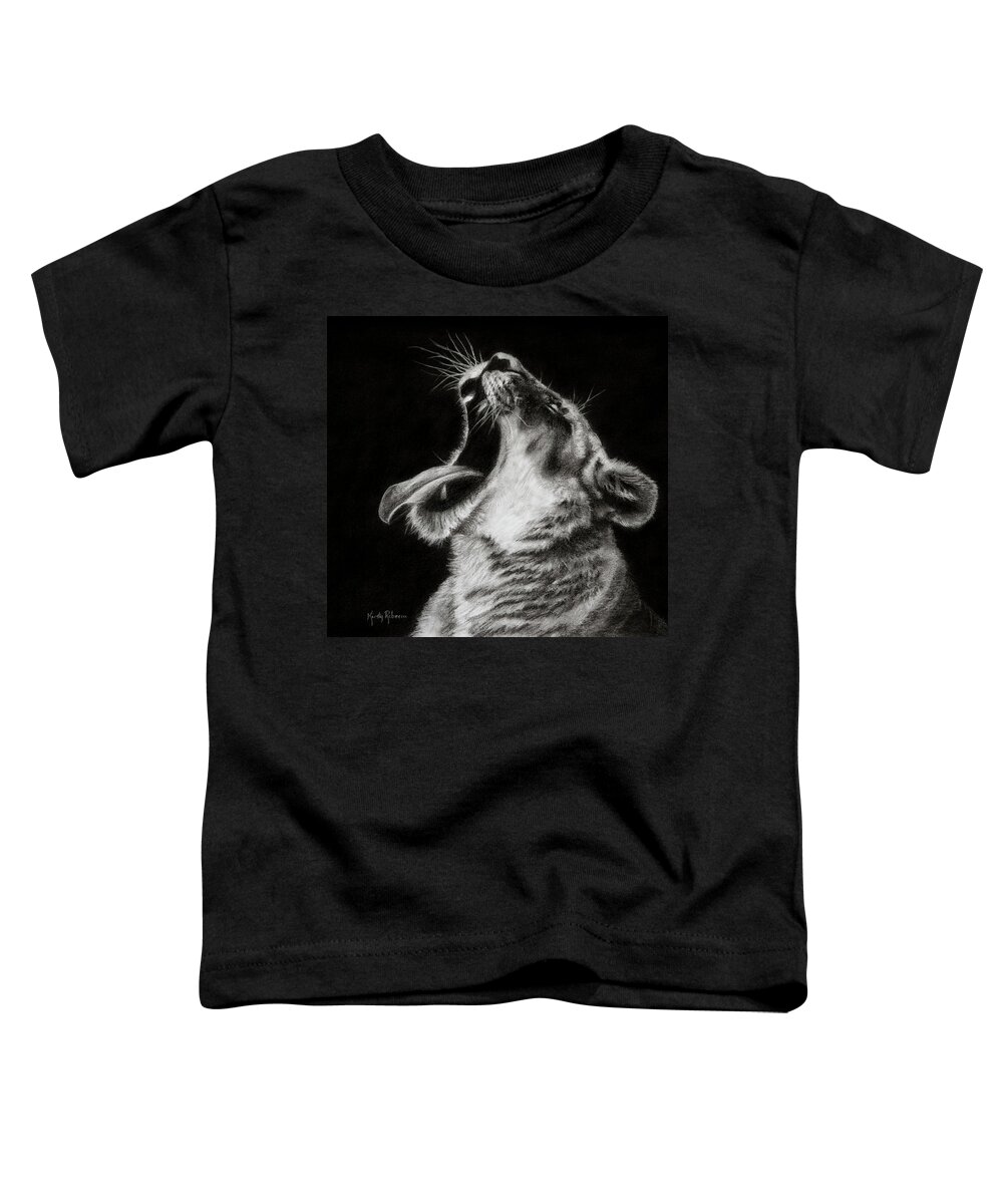 Lioness Toddler T-Shirt featuring the drawing Hard Day by Kirsty Rebecca