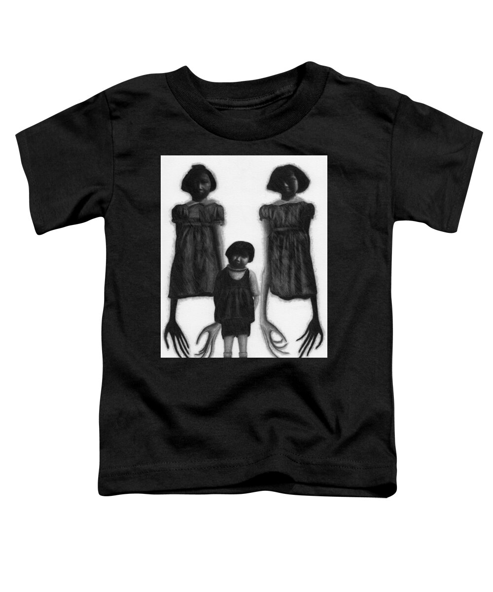 Horror Toddler T-Shirt featuring the drawing The Abberant Sisters - Artwork by Ryan Nieves