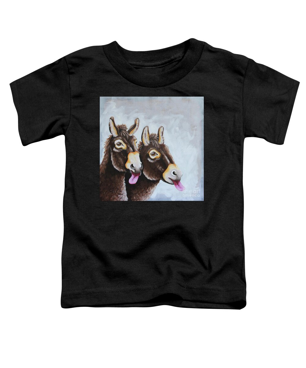 Donkey Toddler T-Shirt featuring the painting The Boys by Lucia Stewart
