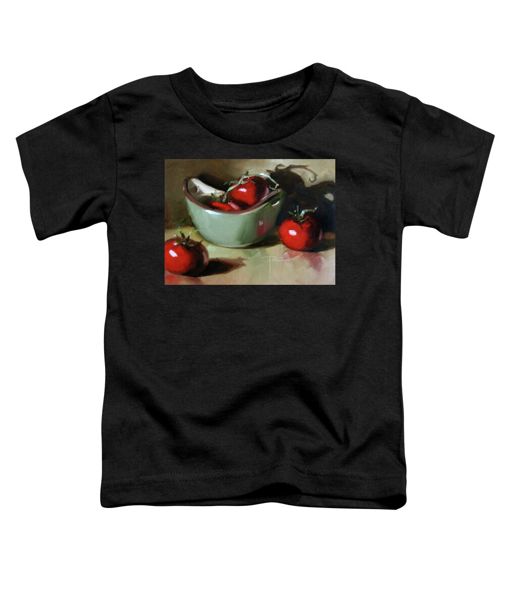 Still Life Toddler T-Shirt featuring the pastel The Green Pot by Dianna Ponting