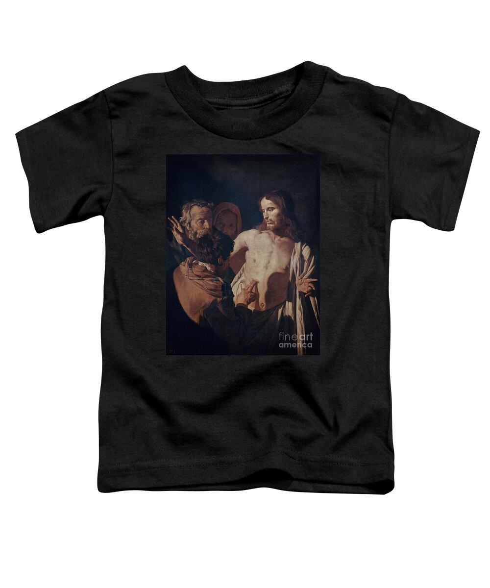 Doubting Thomas Toddler T-Shirt featuring the painting The Incredulity Of Saint Thomas, 1620 by Gerrit Van Honthorst