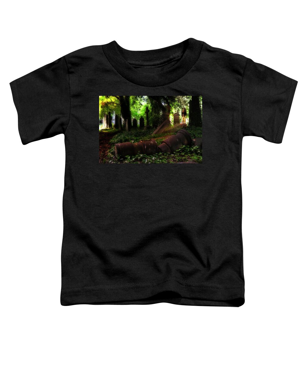 Graveyard Toddler T-Shirt featuring the photograph The Lizard and the Lady of the Smile by Micah Offman