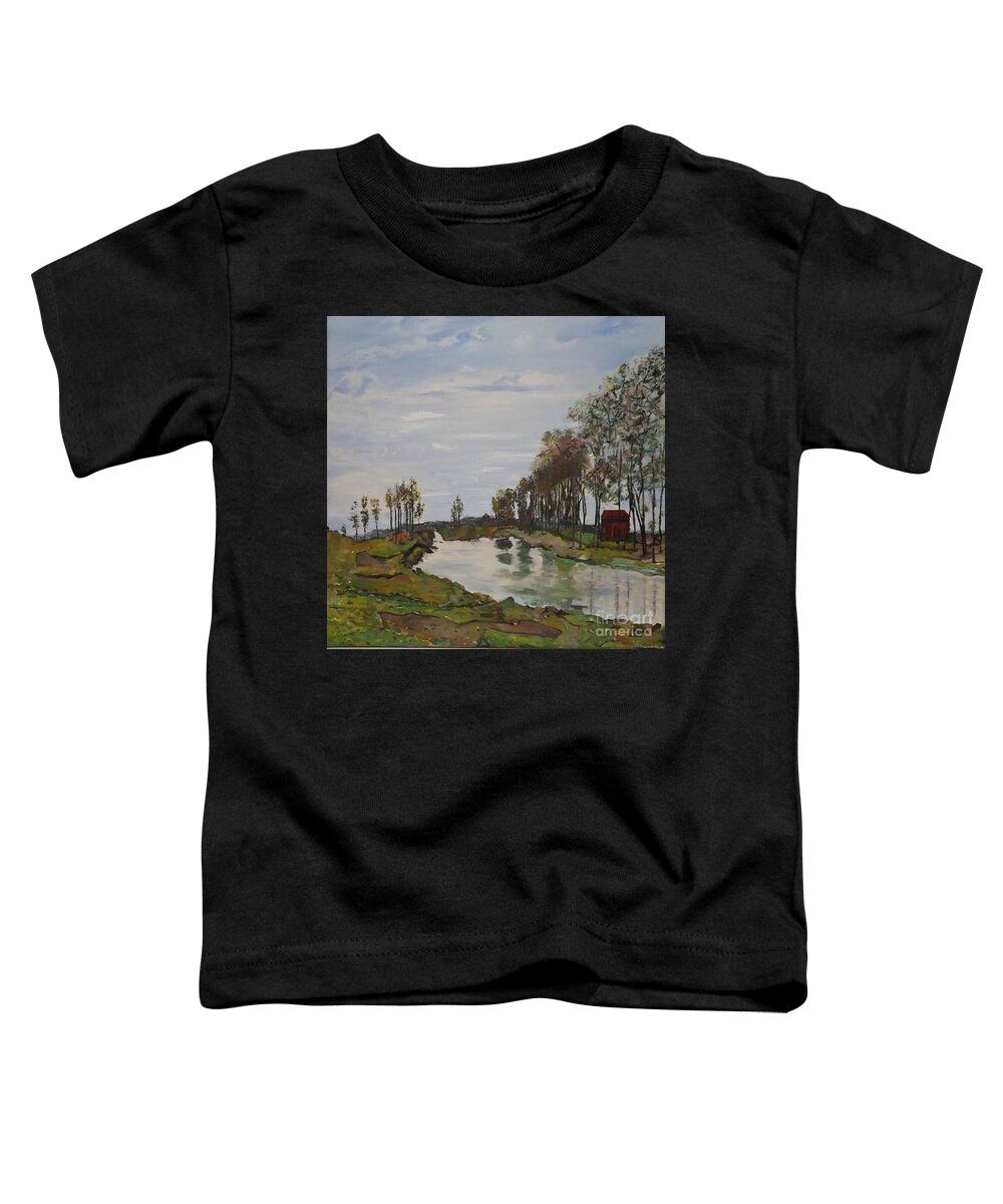 Acrylic Toddler T-Shirt featuring the painting The Red Barn by Denise Morgan