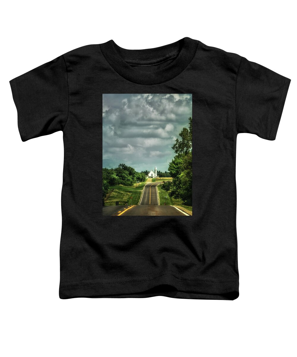 Church; Nebraska Toddler T-Shirt featuring the photograph The Straight and Narrow Way by Jolynn Reed