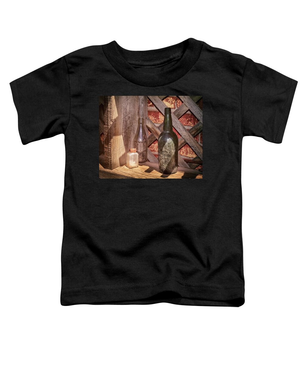 Bottles Toddler T-Shirt featuring the photograph Three Old Bottles by James Eddy