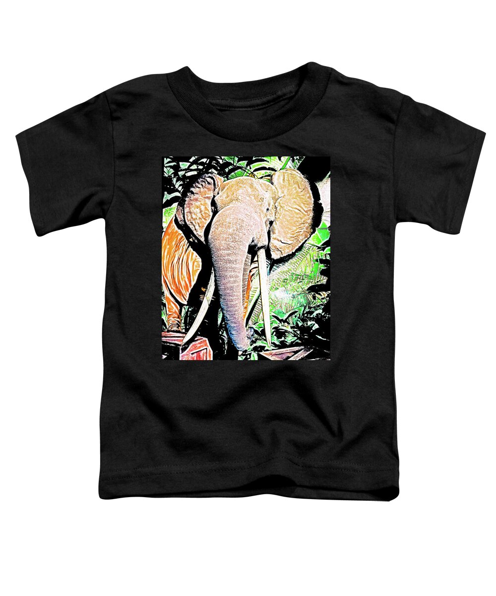 Two Trunked Elephant Toddler T-Shirt featuring the painting Two Trunked Elephant 3 by Jeelan Clark