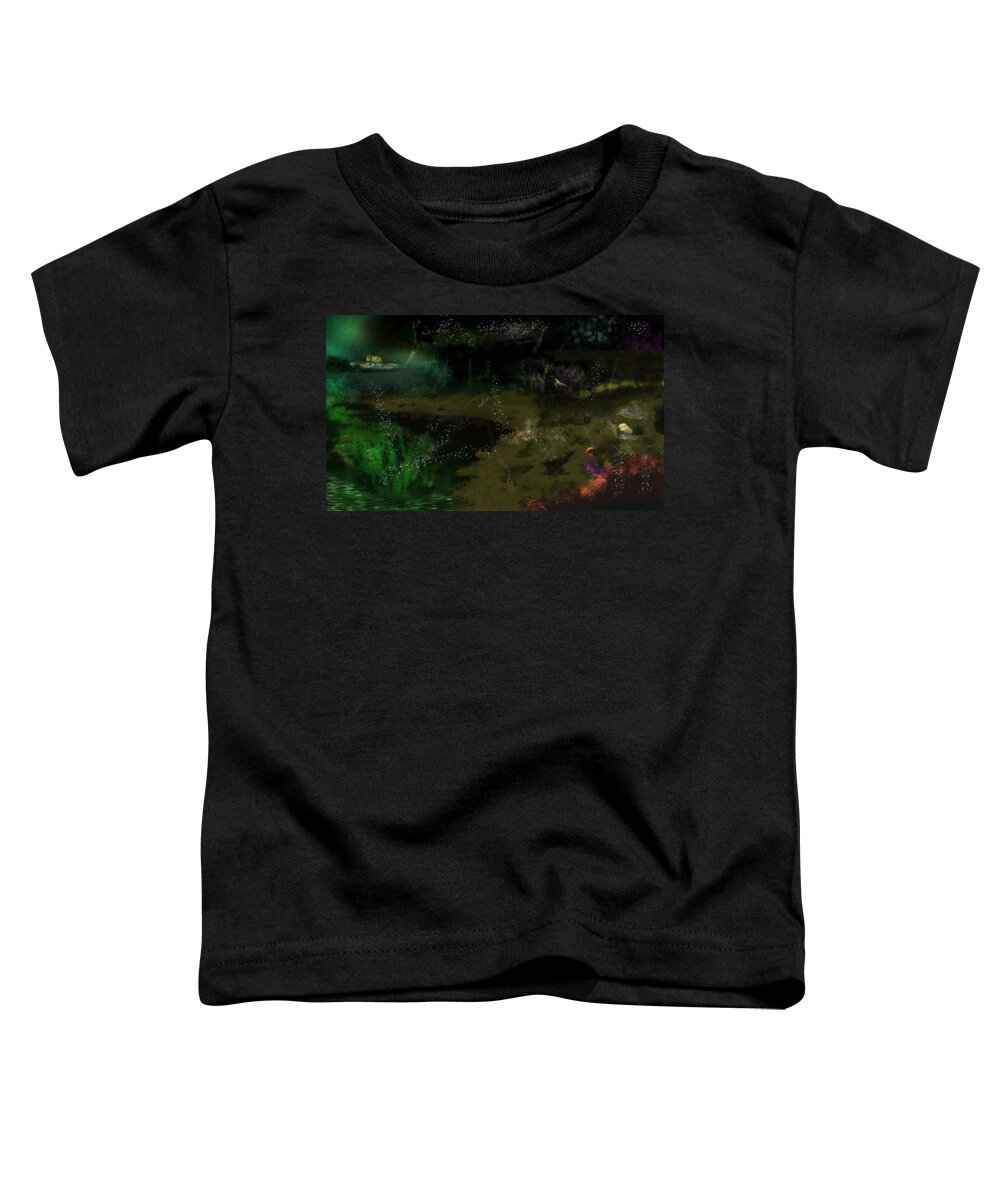 Ocean Toddler T-Shirt featuring the digital art Under the sea with a world of the Unknown. by Julie Grimshaw