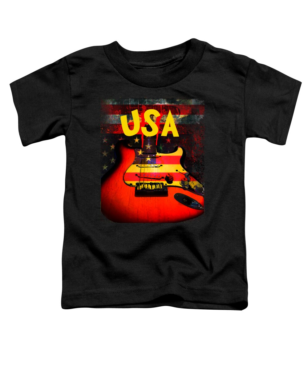 Guitar Toddler T-Shirt featuring the digital art USA Flag Guitar Purple Stars and Bars by Guitarwacky Fine Art