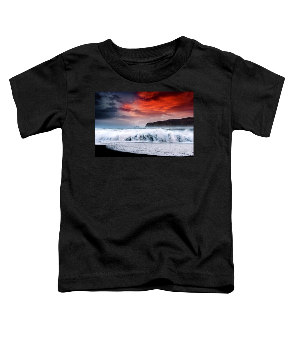 Sunset Toddler T-Shirt featuring the photograph Vik at Sunset by Philippe Sainte-Laudy
