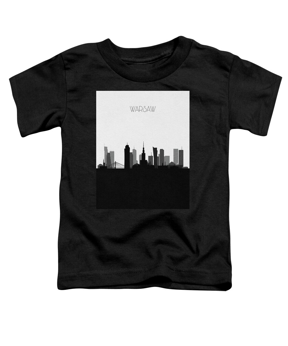Warsaw Toddler T-Shirt featuring the digital art Warsaw Cityscape Art by Inspirowl Design