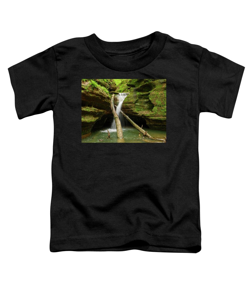 Illinois Toddler T-Shirt featuring the photograph Waterfall, Kaskaskia Canyon. by Todd Bannor