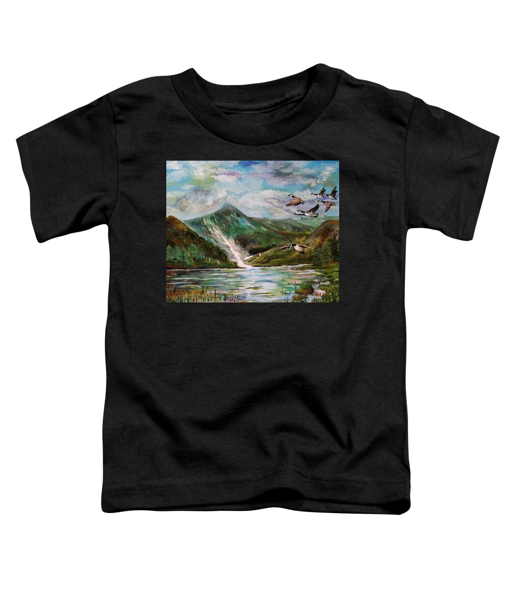 Geese Toddler T-Shirt featuring the painting Wild Geese by Mike Benton